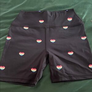 Spiritual Gangster Black Rainbow Heart Bike Shorts